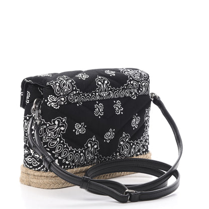 Saint Laurent Cotton Bandana Y Quilted Monogram Toy Loulou Crossbody Bag Black White 3 of 10