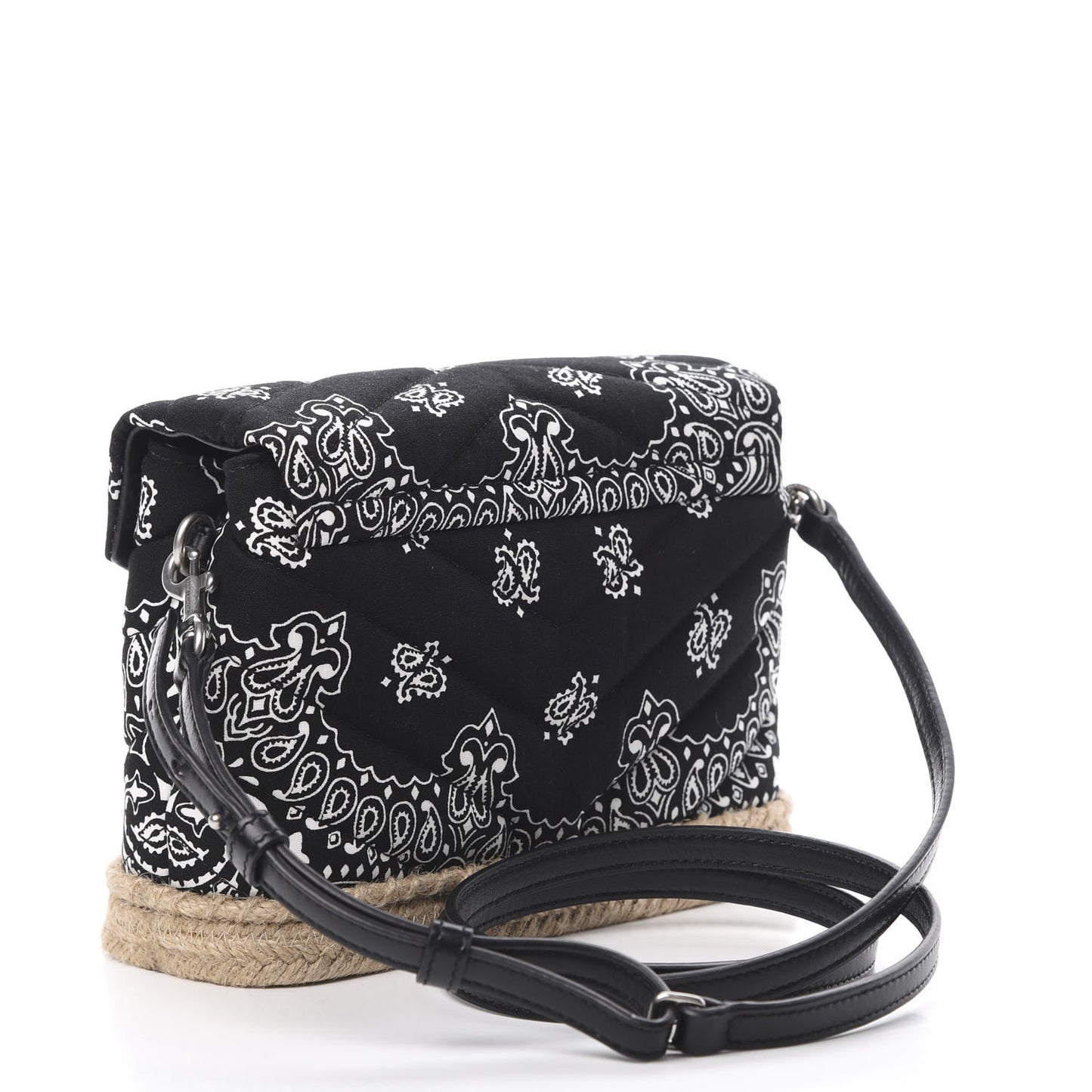 Cotton Bandana Y Quilted Monogram Toy Loulou Crossbody Bag Black White