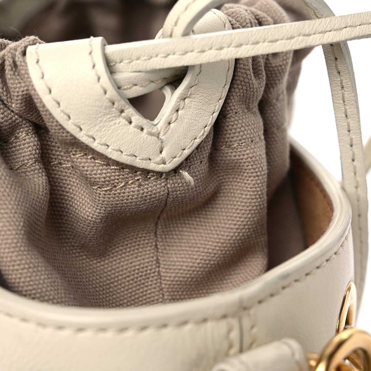 Smooth Calfskin Mini Roy Bucket Bag Natural White