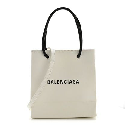 Balenciaga Squared Calfskin Logo North South Shopper Tote XXS White 1 of 15