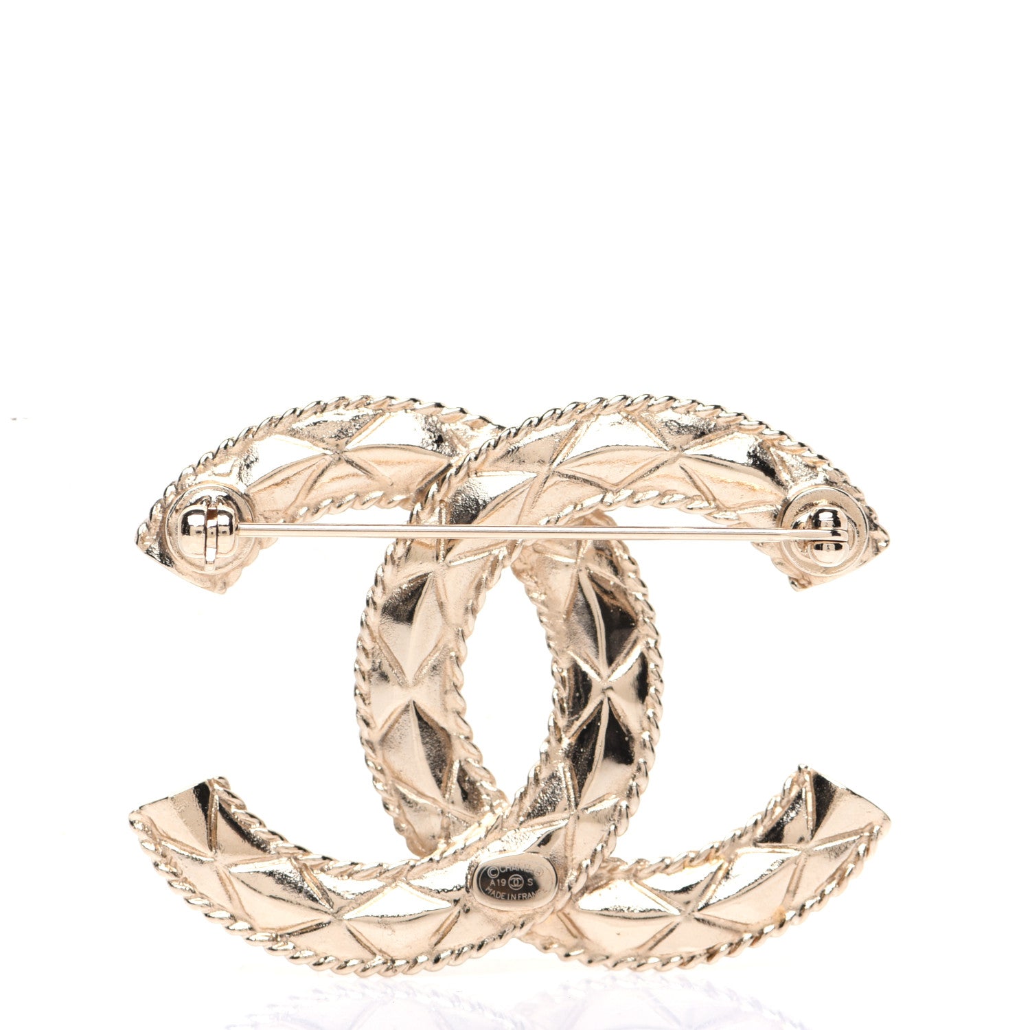 Chanel Pearl Crystal CC Brooch Gold 3 of 7
