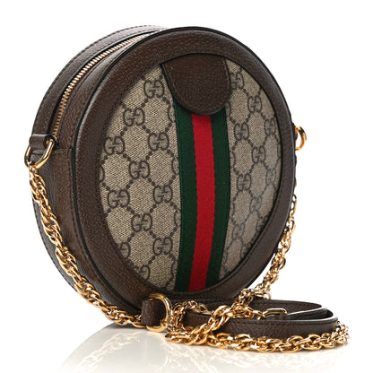 Gucci GG Supreme Monogram Web Mini Ophidia Round Shoulder Bag Brown 3 of 12