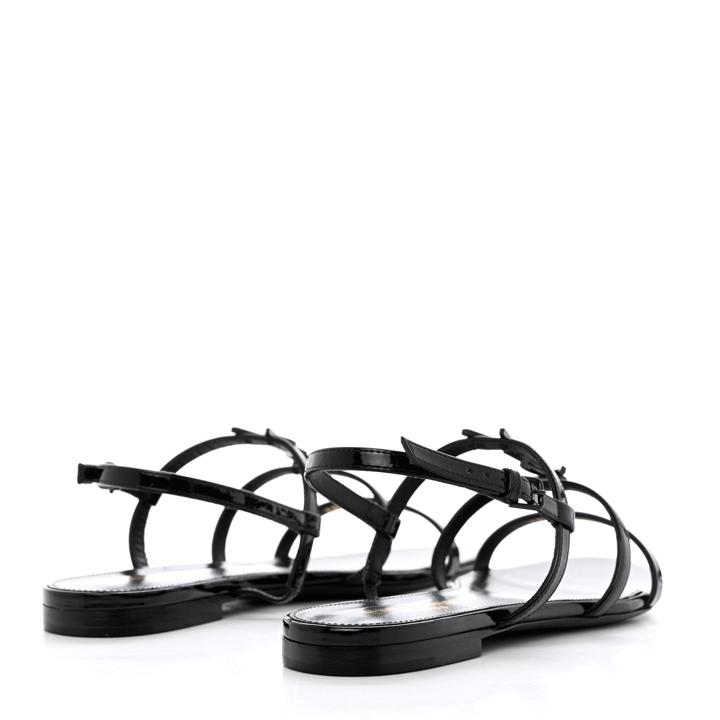 Patent Calfskin Cassandra Monogram Sandals 36.5 Black