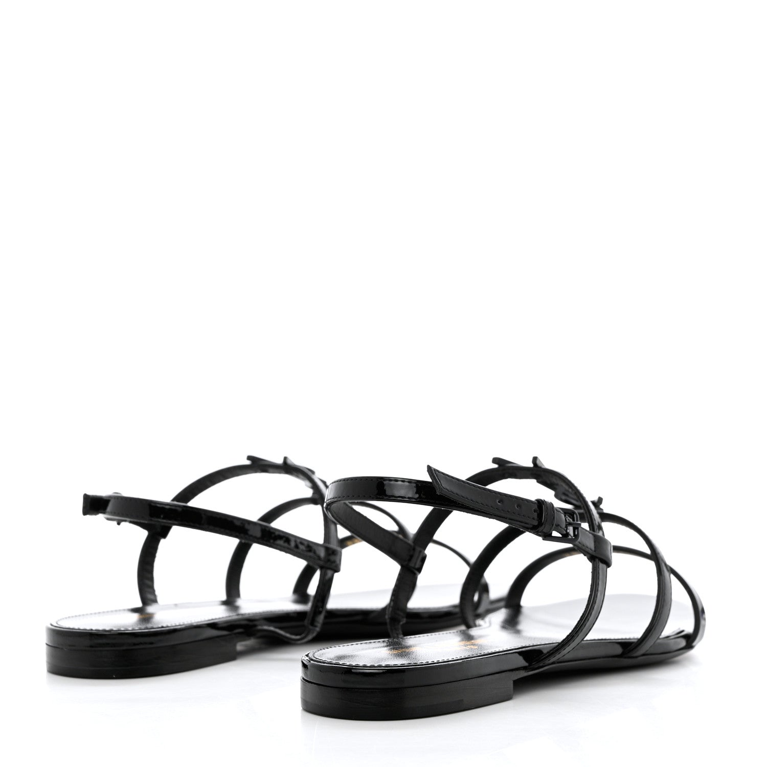 Saint Laurent Patent Calfskin Cassandra Monogram Sandals 36.5 Black 4 of 12