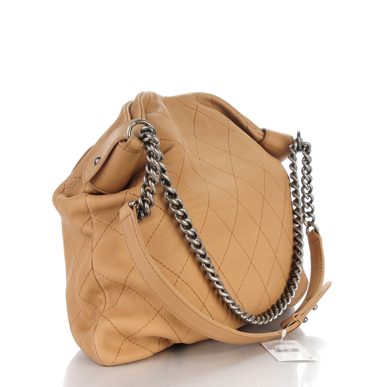 Chanel Calfskin Stitched Double Zip Hobo Beige 3 of 7