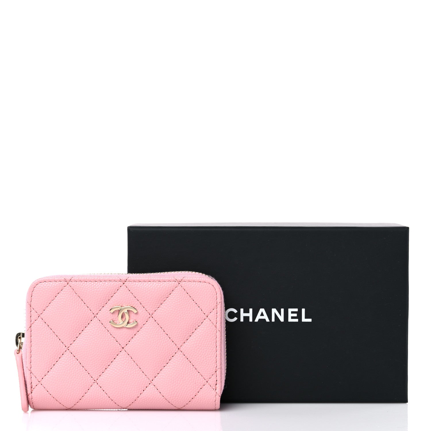 Chanel Caviar Quilted Zip Coin Purse Pink 8 of 8