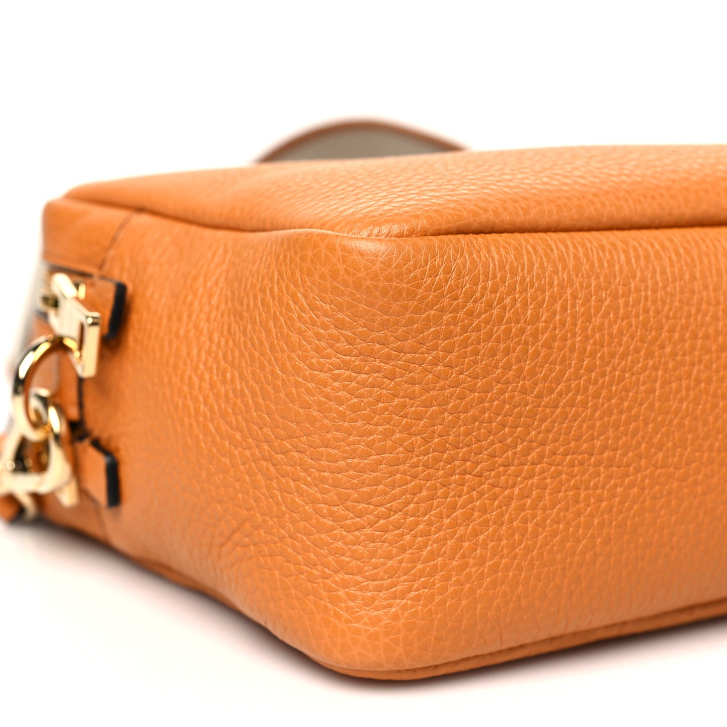 Vitello Daino Soft Medium Double Zip Shoulder Bag Amber