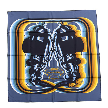 Hermes Silk Brides De Gala Shadow Scarf 90 Gris Bleute Black 1 of 3