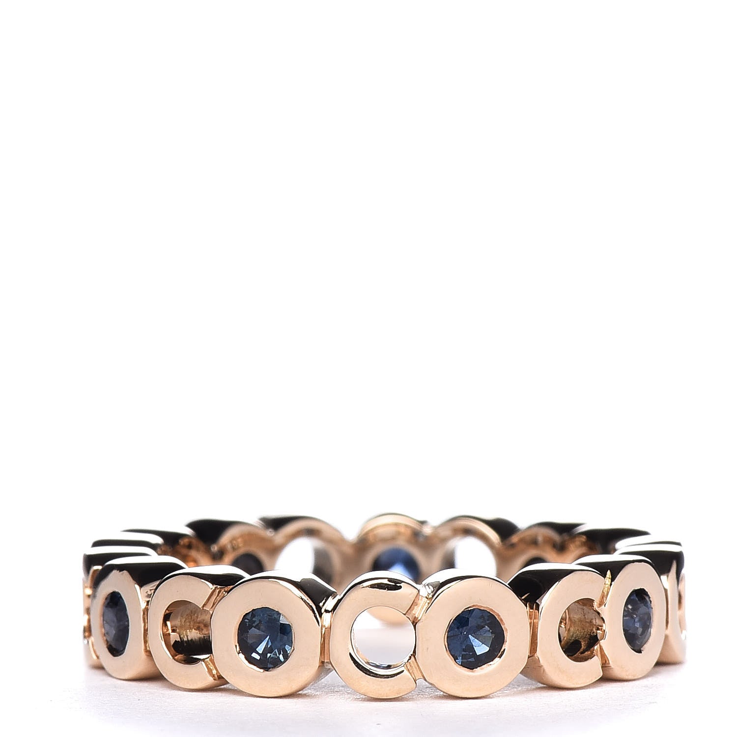 Chanel 18K Yellow Gold Blue Sapphire Coco Band Ring 52 6 3 of 4