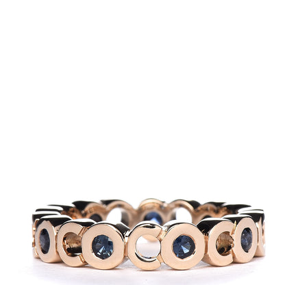 Chanel 18K Yellow Gold Blue Sapphire Coco Band Ring 52 6 3 of 4