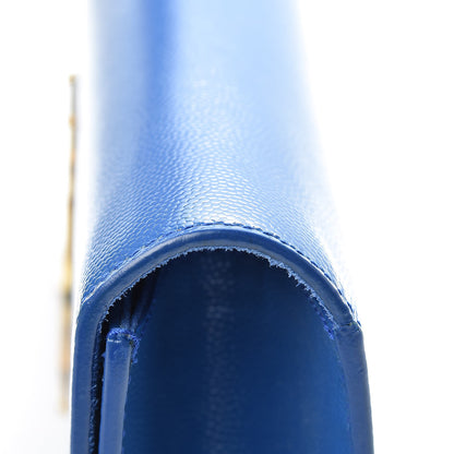 Saint Laurent Patent Grain De Poudre Classic Monogram Cassandre Clutch Blue 9 of 10