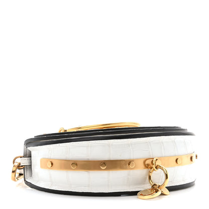 Chloe Calfskin Crocodile Embossed Small Nile Bracelet Minaudiere Bag White 4 of 12