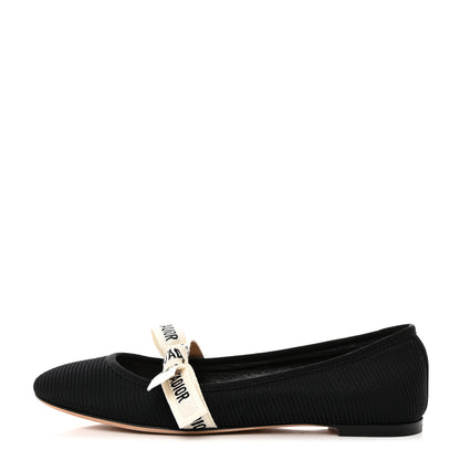Christian Dior Fabric Ribbon Embroidered J'Adior Ballet Flats 39.5 Black 1 of 9