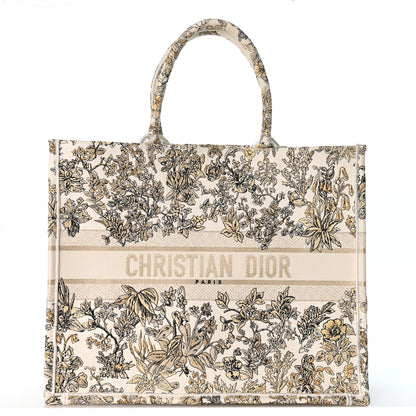Christian Dior Canvas Embroidered Large Dioriviera Toile De Jouy Book Tote Gold 1 of 11