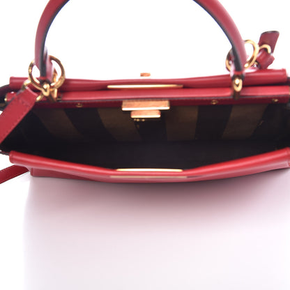 Fendi Vitello Morgan Fabric Jacquard Pequin Medium Peekaboo Iconic Satchel Mattone Tobacco Black 6 of 7