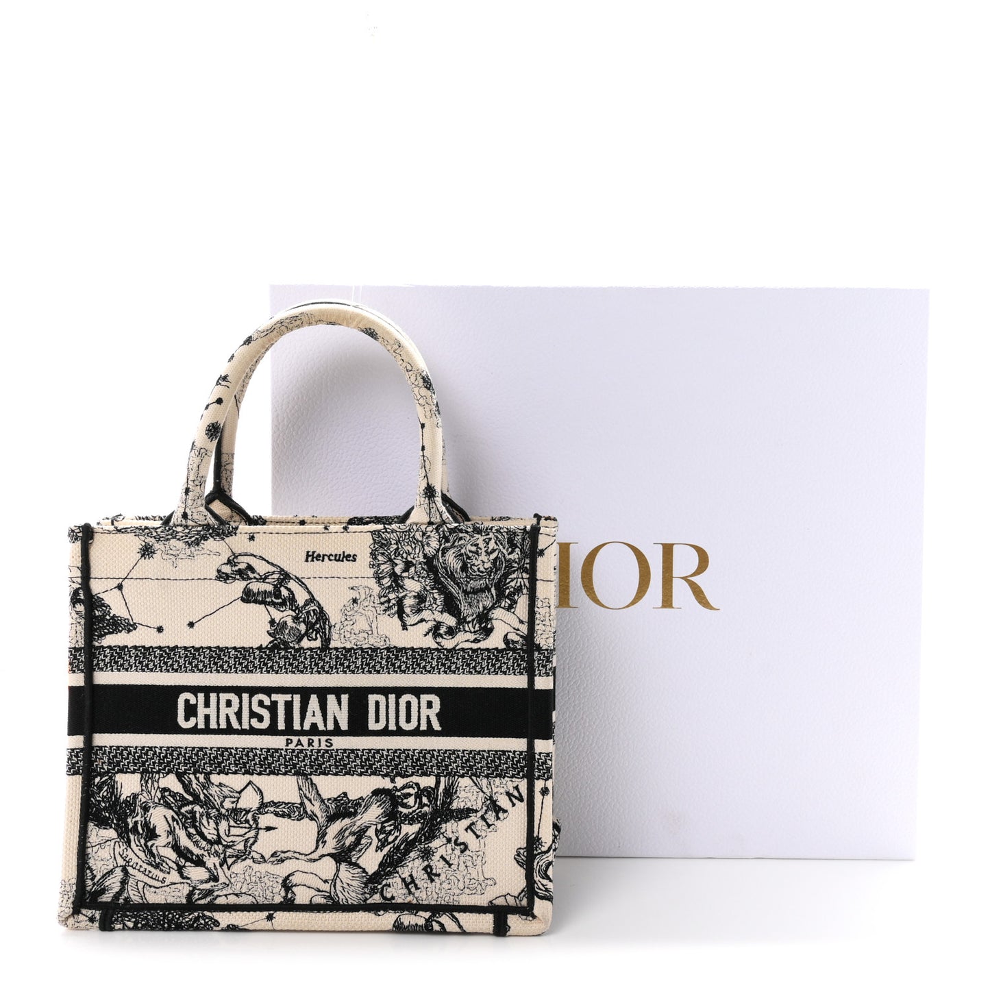 Canvas Embroidered Small Zodiac Toile De Jouy Book Tote Latte