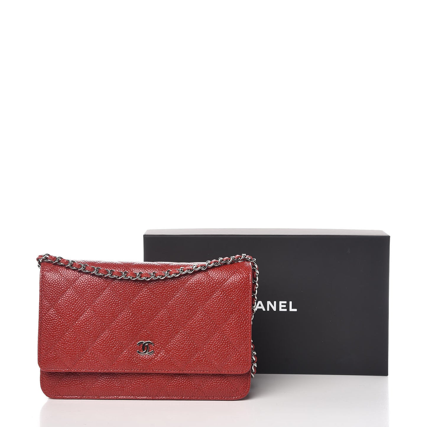 Caviar Quilted Wallet on Chain WOC Red