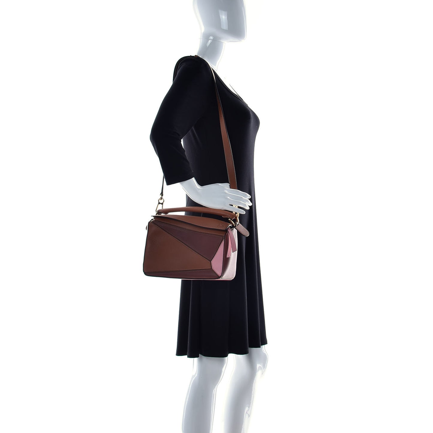 Calfskin Medium Puzzle Bag Tan Medium Pink
