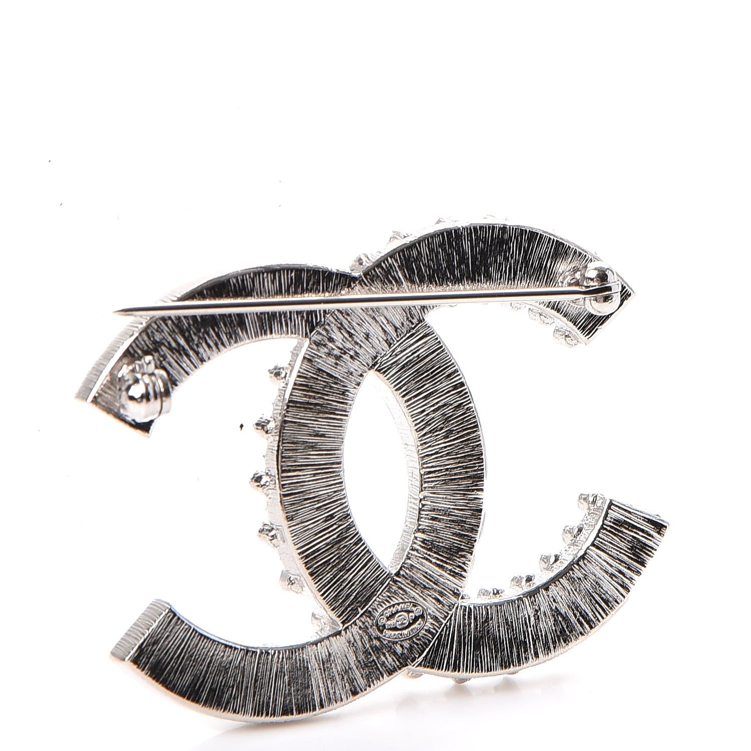 Chanel Baguette Crystal CC Brooch Silver Black 3 of 5