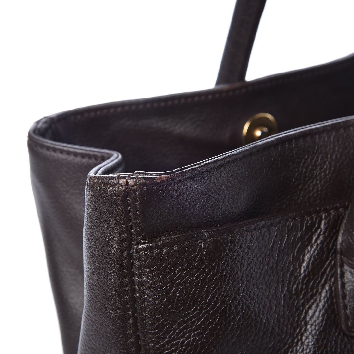 Calfskin Cerf Executive Shopper Tote Dark Brown