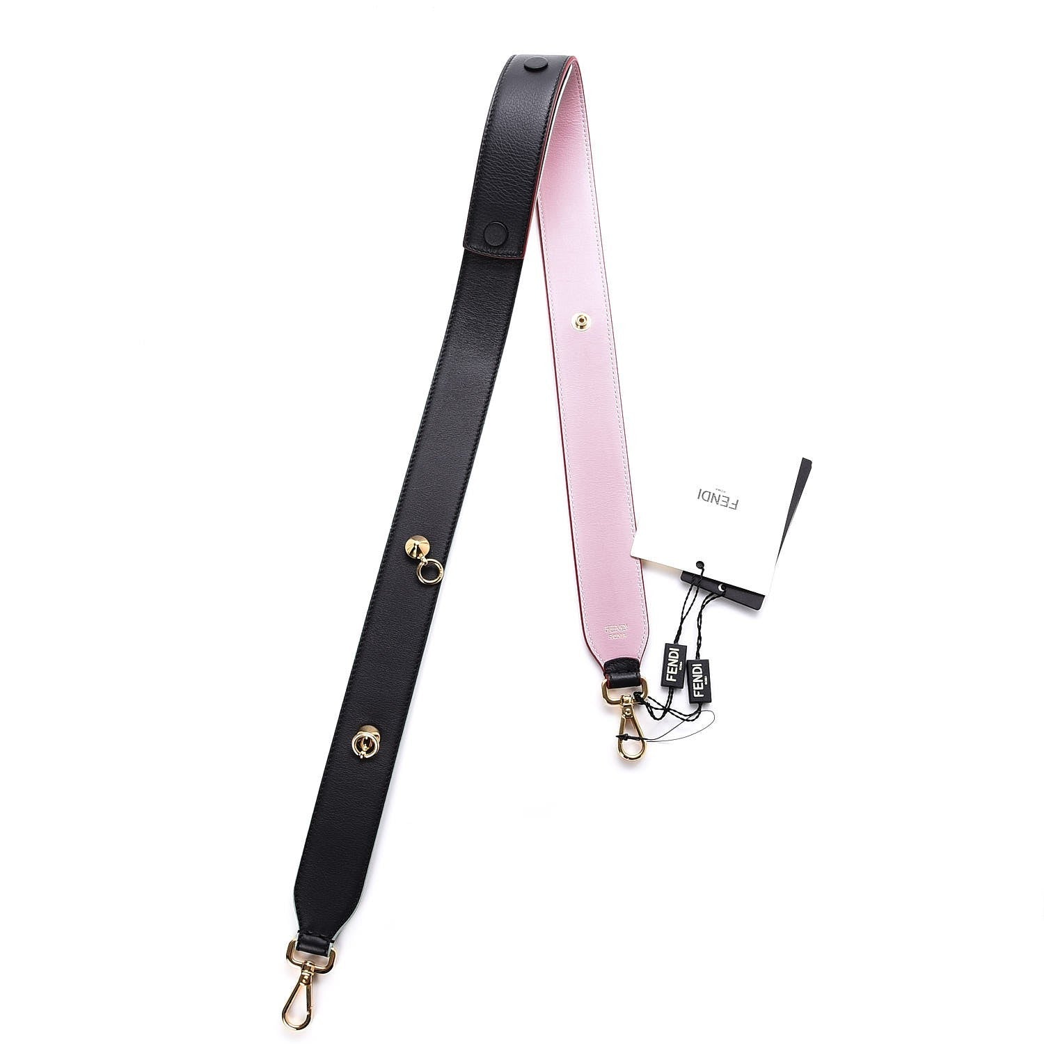 Fendi Vitello Dolce Tri-Color Buttoned Strap You Black Peonia Cuoio 5 of 5