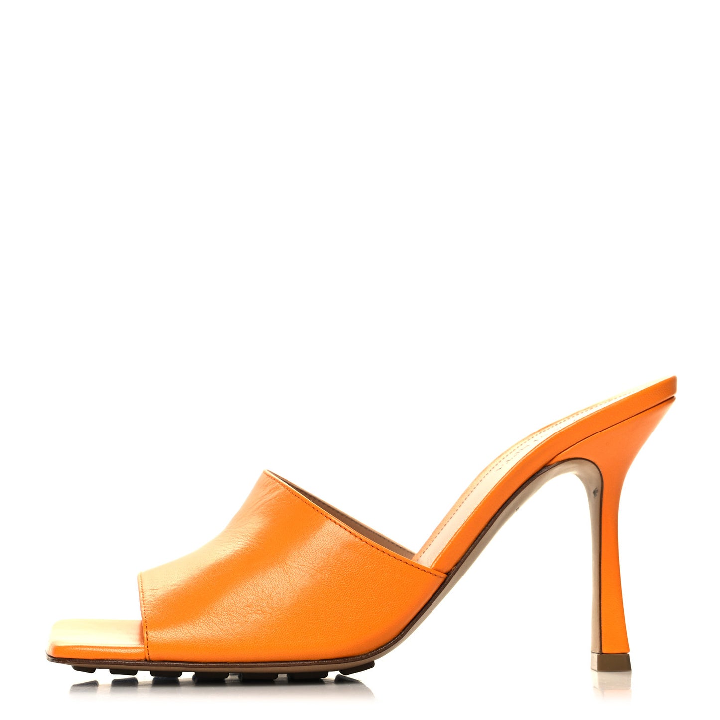 Lambskin Stretch Mule Sandals 39 Tangerine