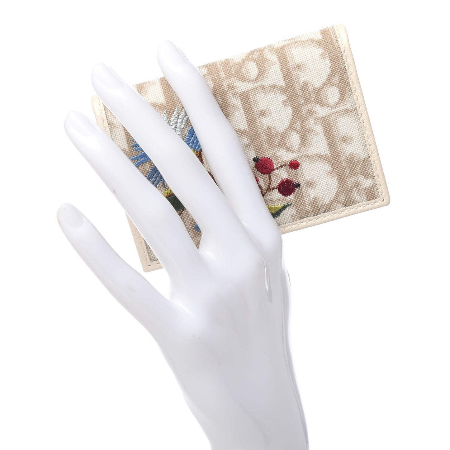 Monogram Vintage Flowers Card Holder Beige