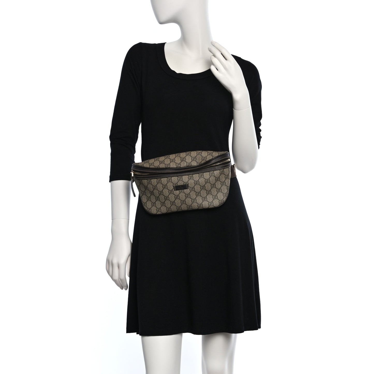 GG Supreme Monogram Belt Bag Dark Brown