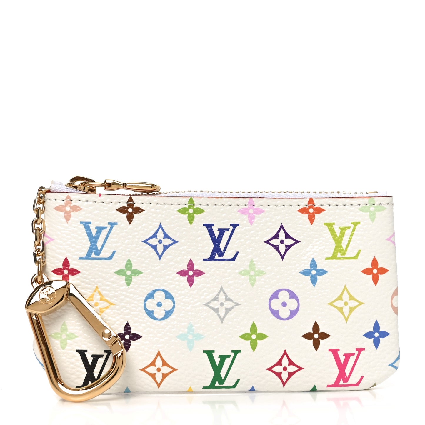 LV X TM Monogram Multicolor Key Pouch White