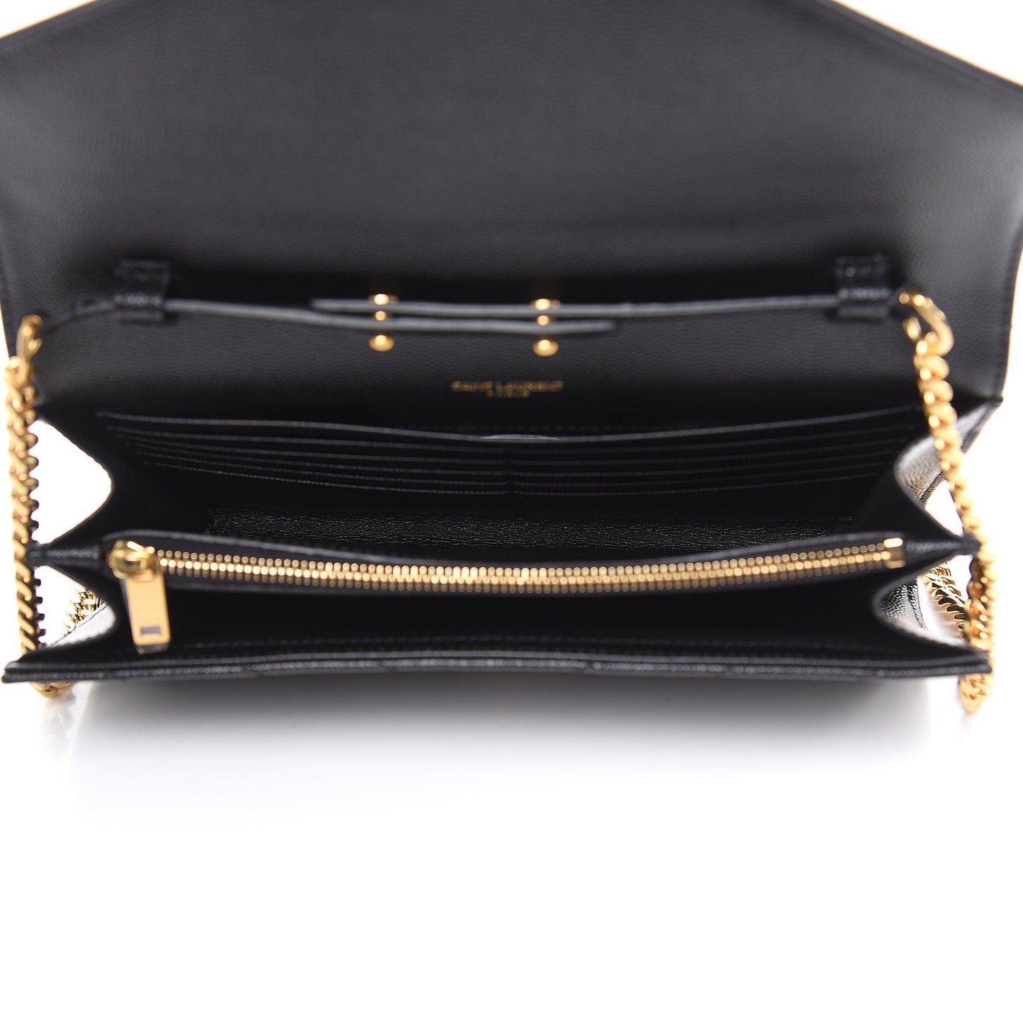 Grain De Poudre Matelasse Chevron Monogram Chain Wallet Black