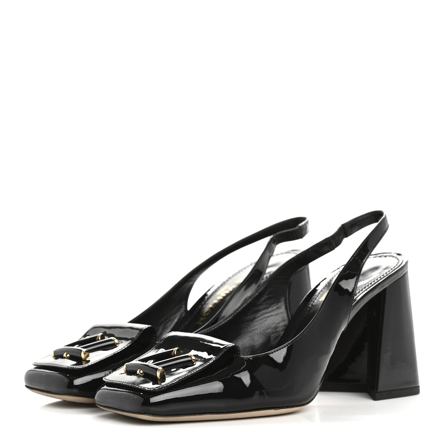 Louis Vuitton Patent Calfskin Shake Slingback Pumps 38 Black 4 of 9