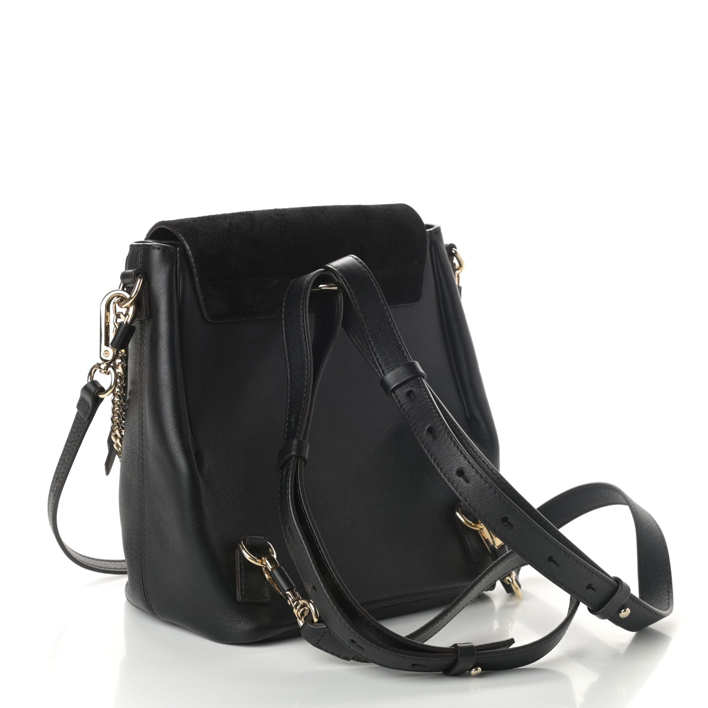 Suede Calfskin Small Faye Backpack Black