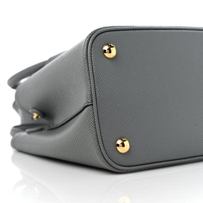 Prada Saffiano Cuir Mini Double Bag Slate Black 6 of 9