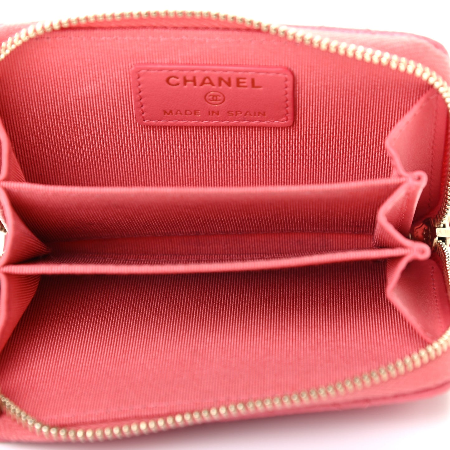 Caviar Quilted Zip Coin Purse Dark Pink