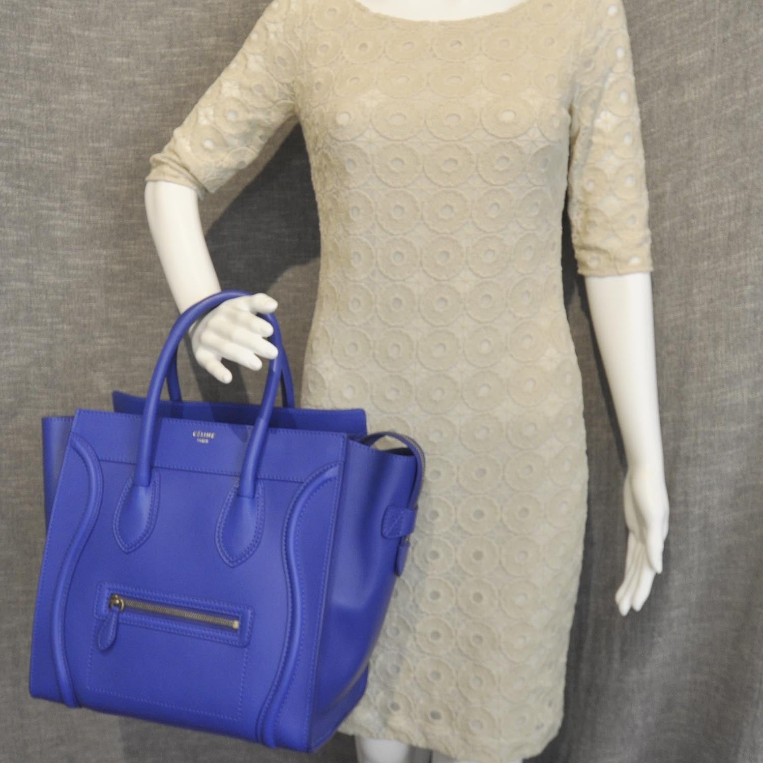 Celine Smooth Calfskin Mini Luggage Bag Cobalt Royal Blue 2 of 9