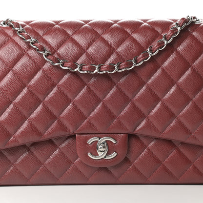 Chanel Caviar Quilted Maxi Double Flap Dark Red 8 of 11