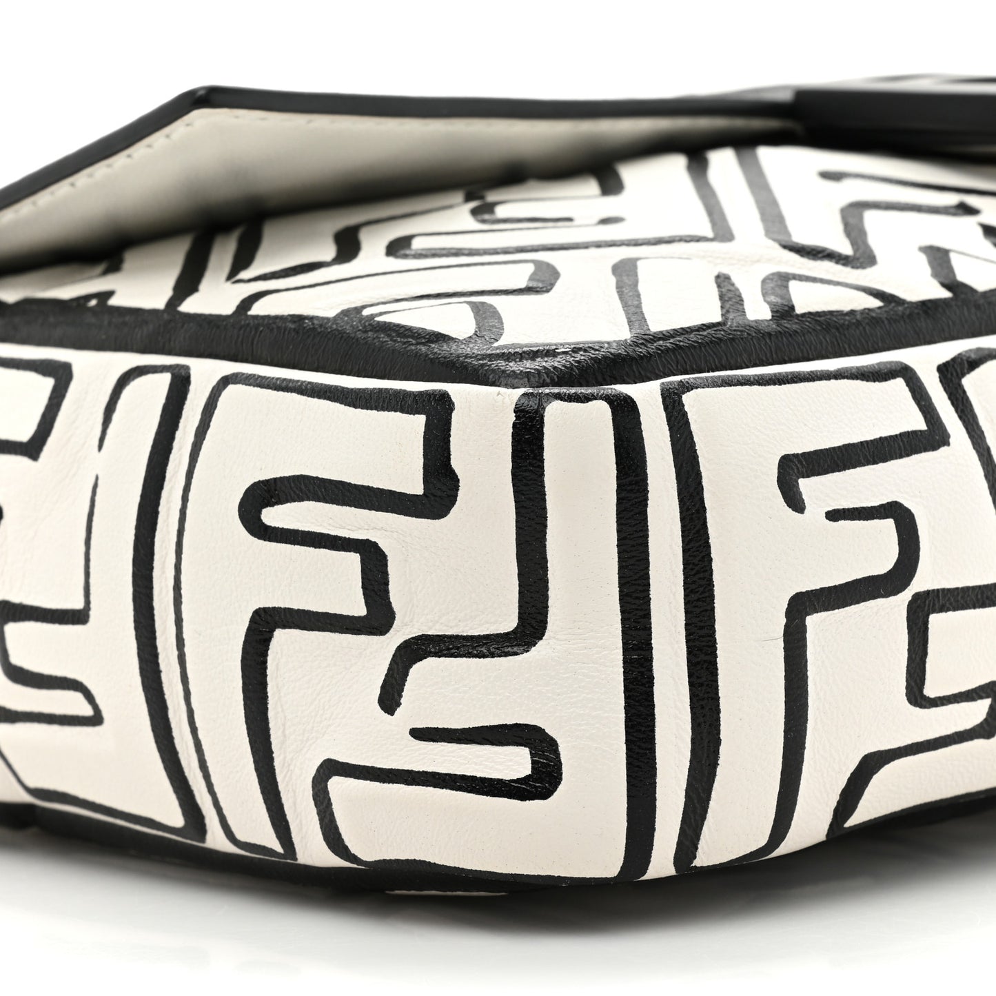 X JOSHUA VIDES Nappa FF Embossed Baguette White Black