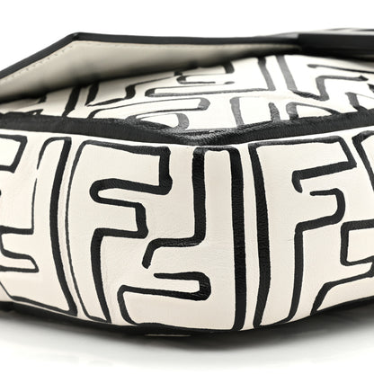 Fendi X JOSHUA VIDES Nappa FF Embossed Baguette White Black 8 of 12