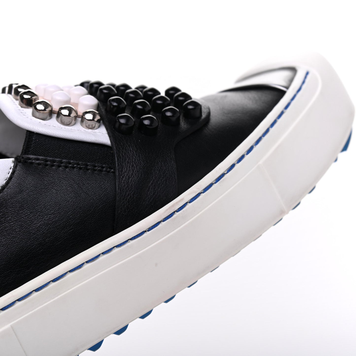 Calfskin Studded Karlito Slip On Sneaker 36 Black