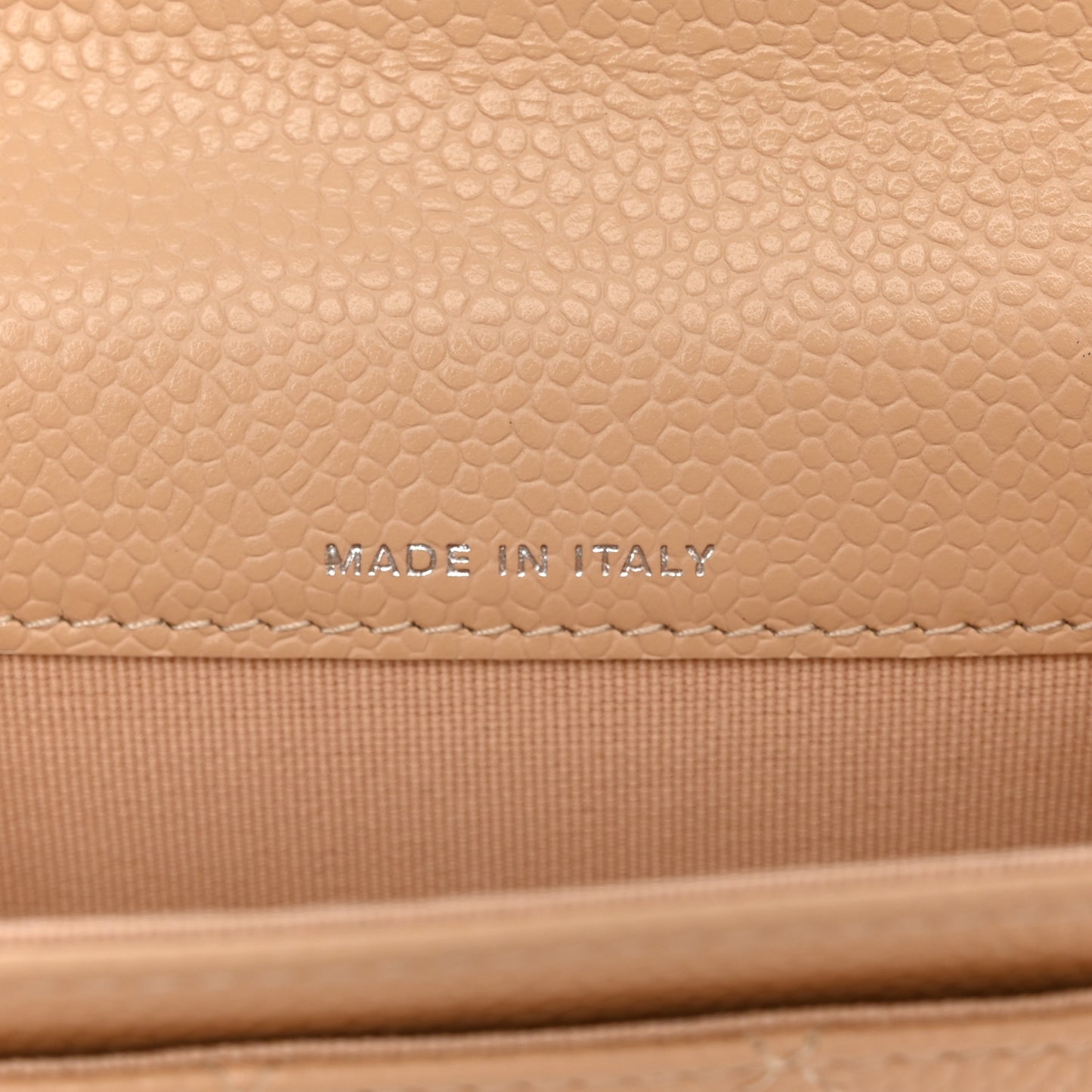 Caviar Quilted Flap Card Holder Wallet Light Beige