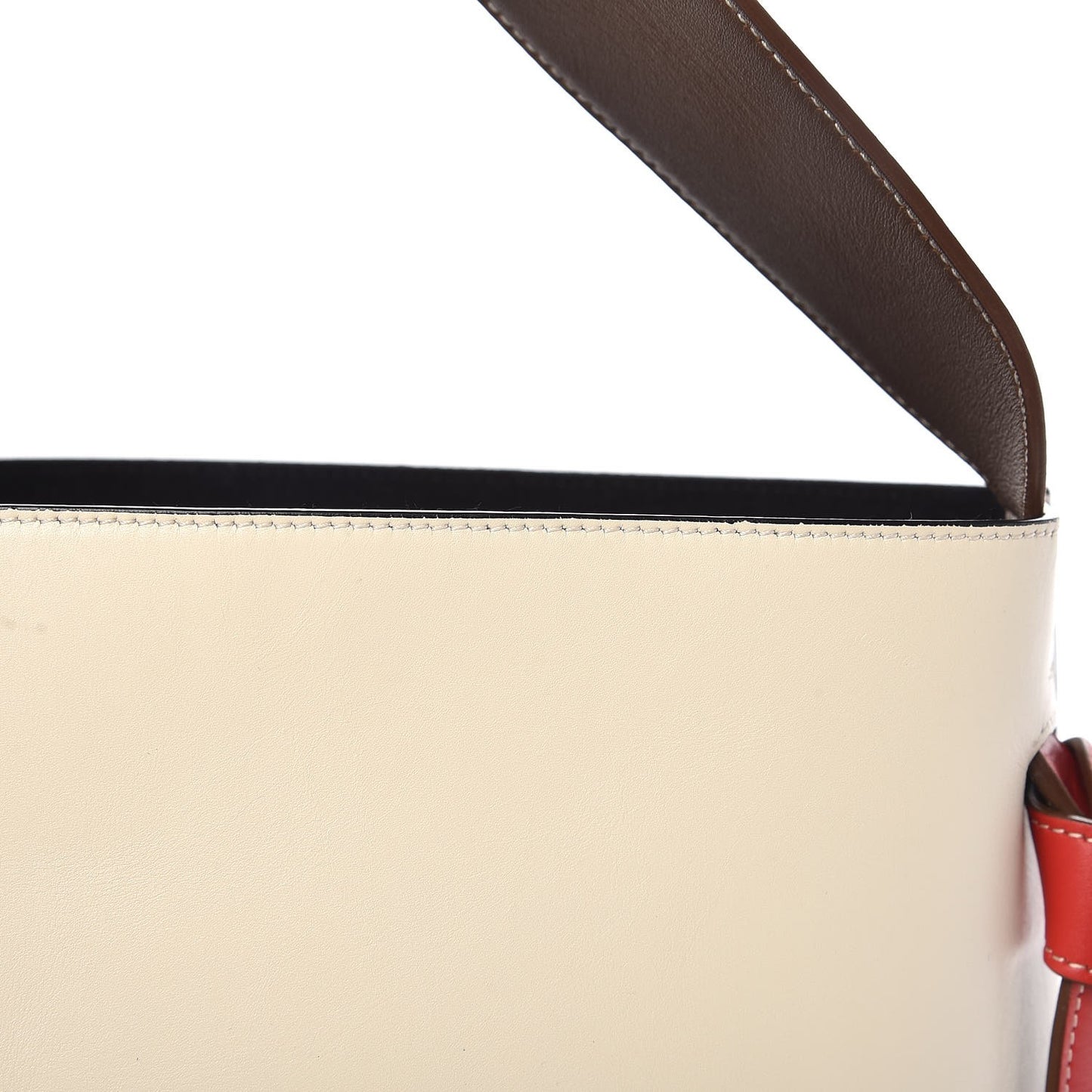 Shiny Smooth Calfskin Twisted Cabas Ivory Black