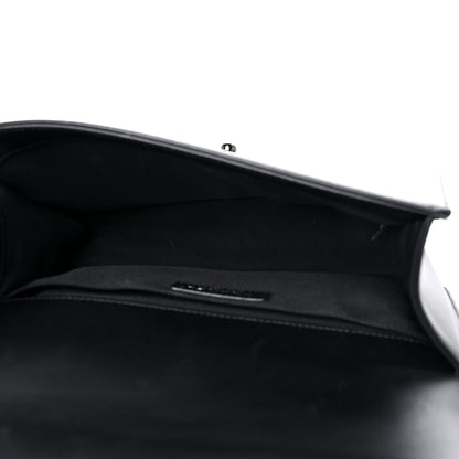 Chanel Calfskin Painted Chevron Embossed Medium Boy Flap Black 5 of 15