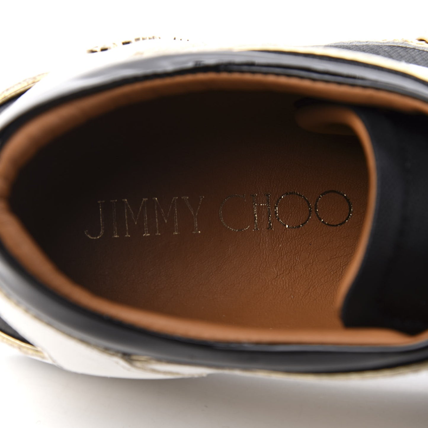 Canvas Patent Calfskin London Low Top Sneakers 36 Black Gold