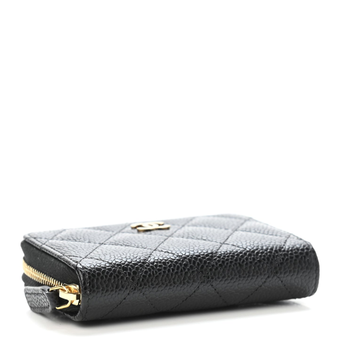 Caviar Quilted Zip Coin Purse Black