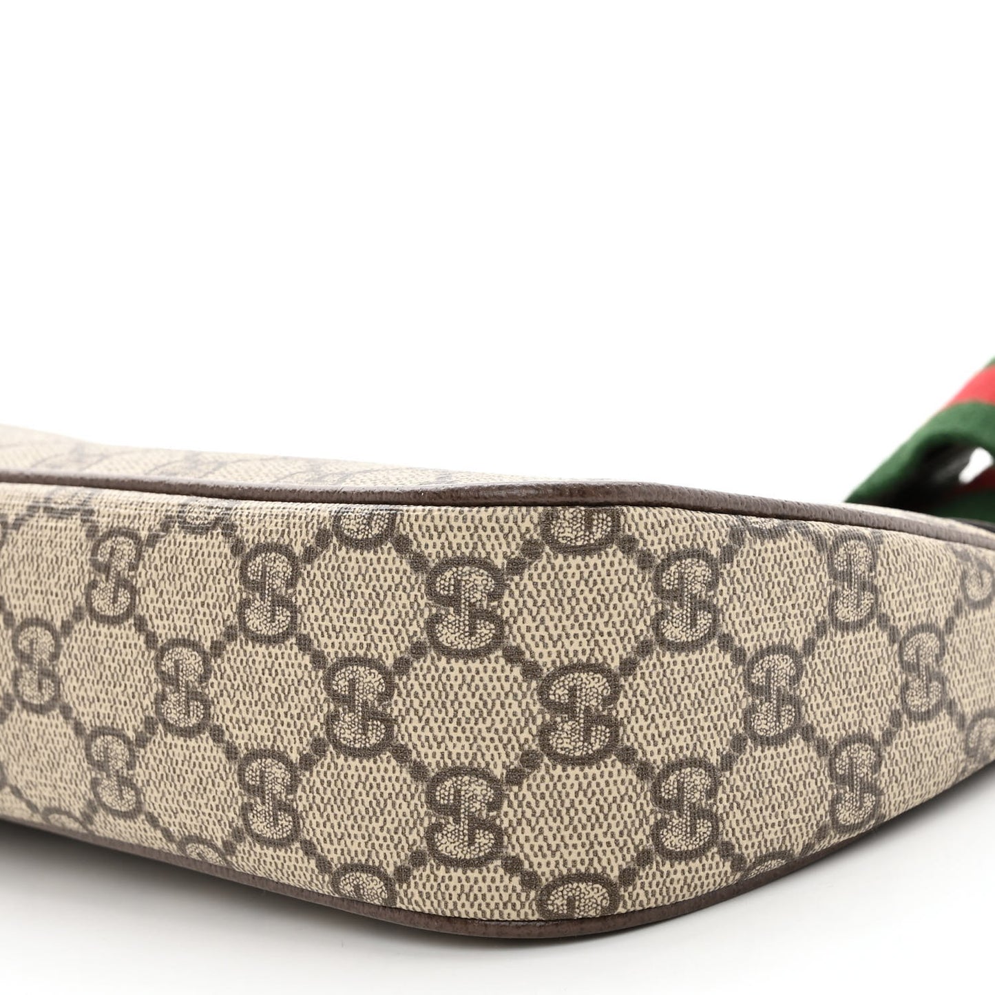 GG Supreme Monogram Textured Dollar Calfskin Web Small Ophidia GG Handbag Beige Ebony New Acero