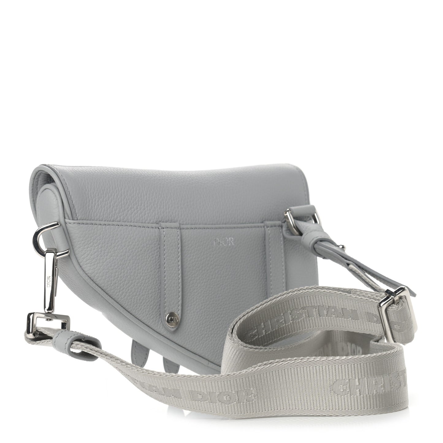 Grained Calfskin Mens Mini Saddle Bag Gray