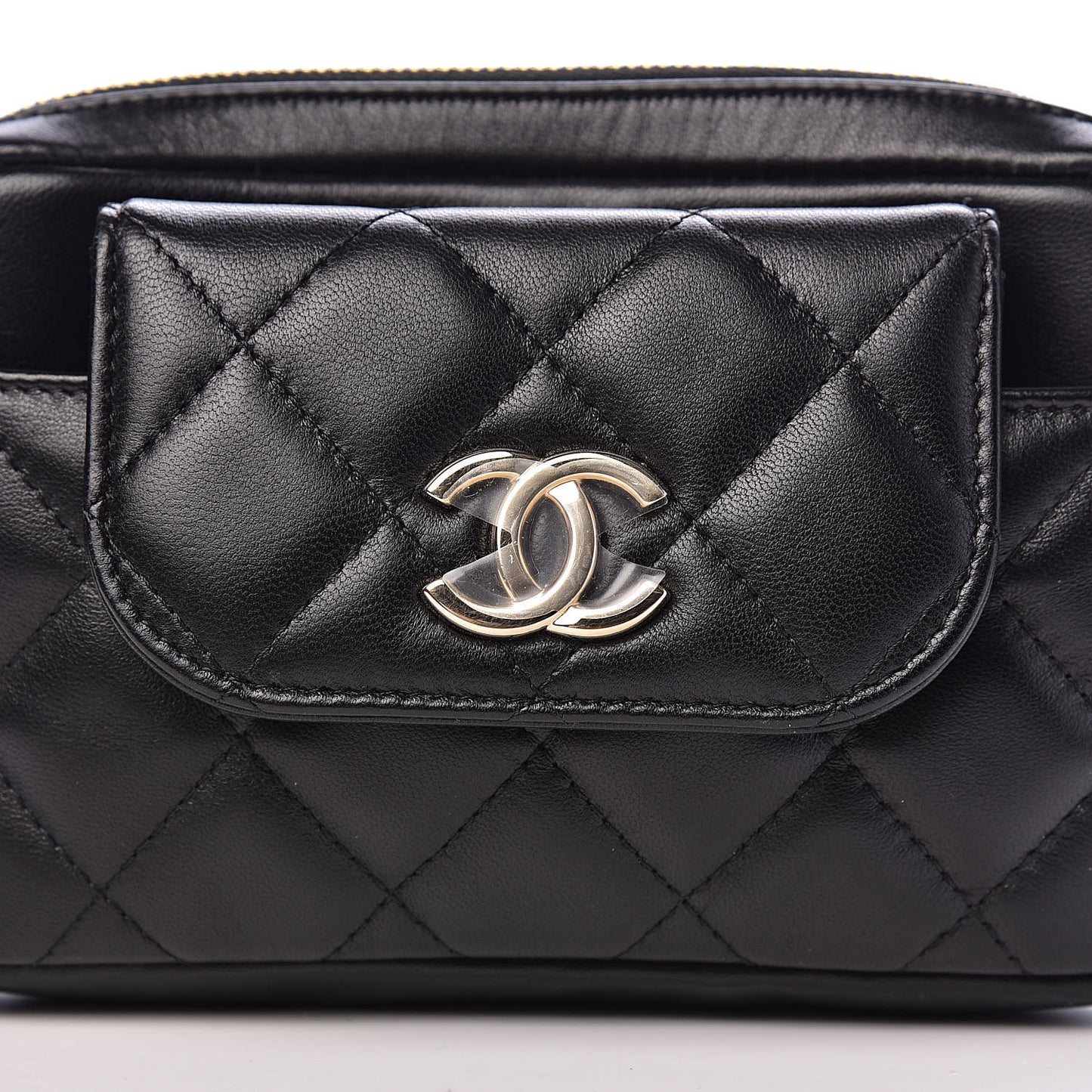 Lambskin Quilted Waist Bag Black