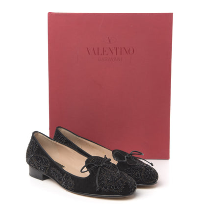 Valentino Garavani Suede Beaded Butterfly Flats 35 Black 9 of 9