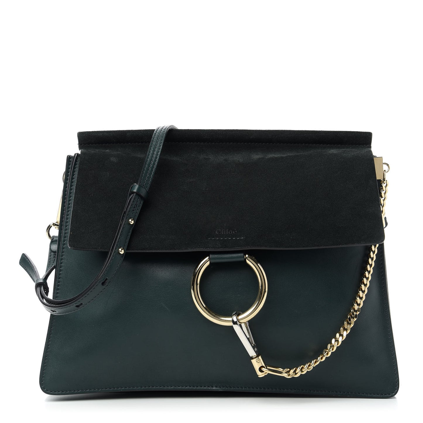 Suede Calfskin Medium Faye Shoulder Bag Intense Green