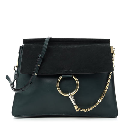 Chloe Suede Calfskin Medium Faye Shoulder Bag Intense Green 1 of 10